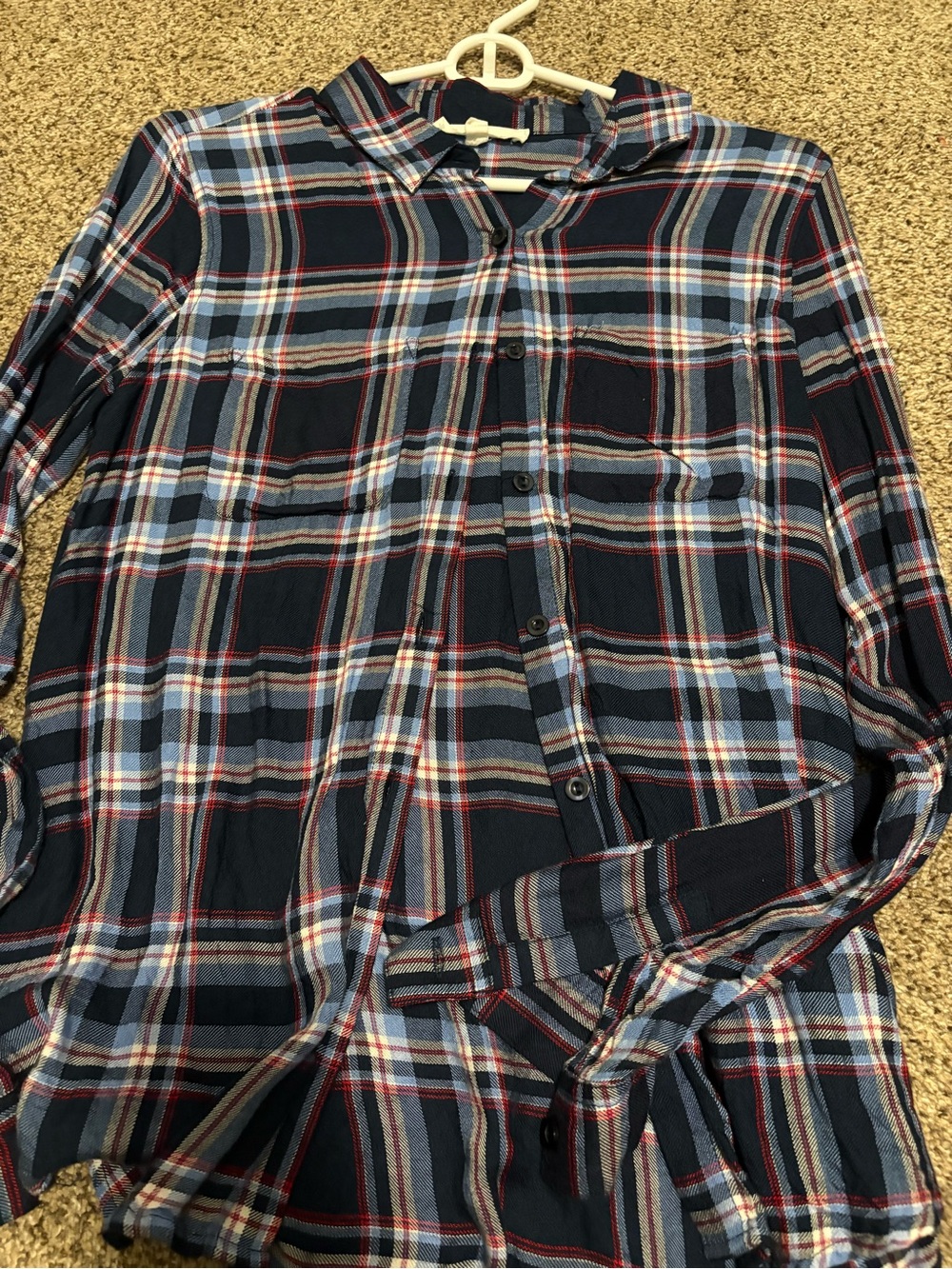 Love Tree Navy, Light Blue & Red Plaid Button-Down Shirt